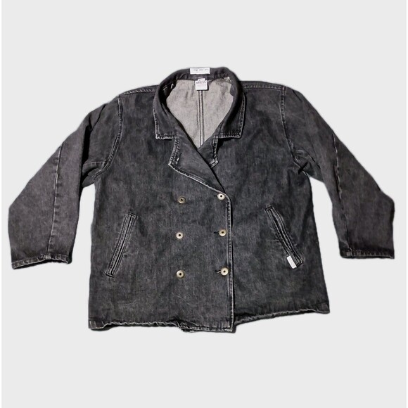 Vintage Guess Georges Marciano Denim Blazer Jacket USA Made 80s Double Breasted - Picture 1 of 16